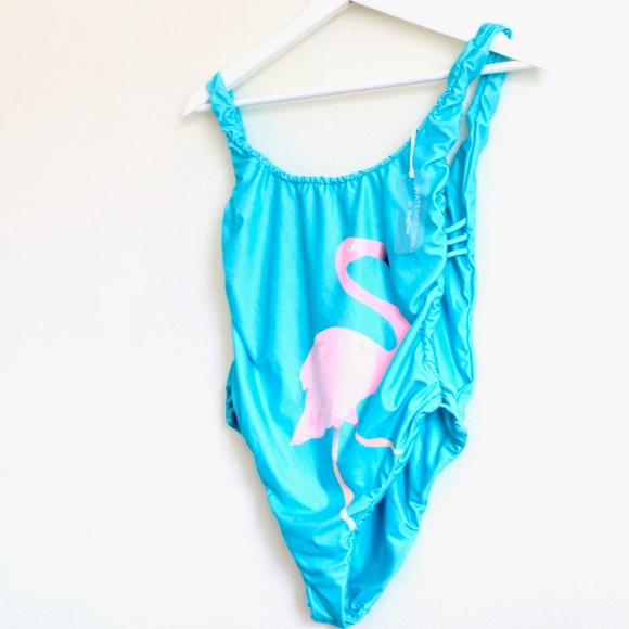 Kenny Flowers Aqua Flamingo One-Piece Swimsuit - Picture 7 of 12